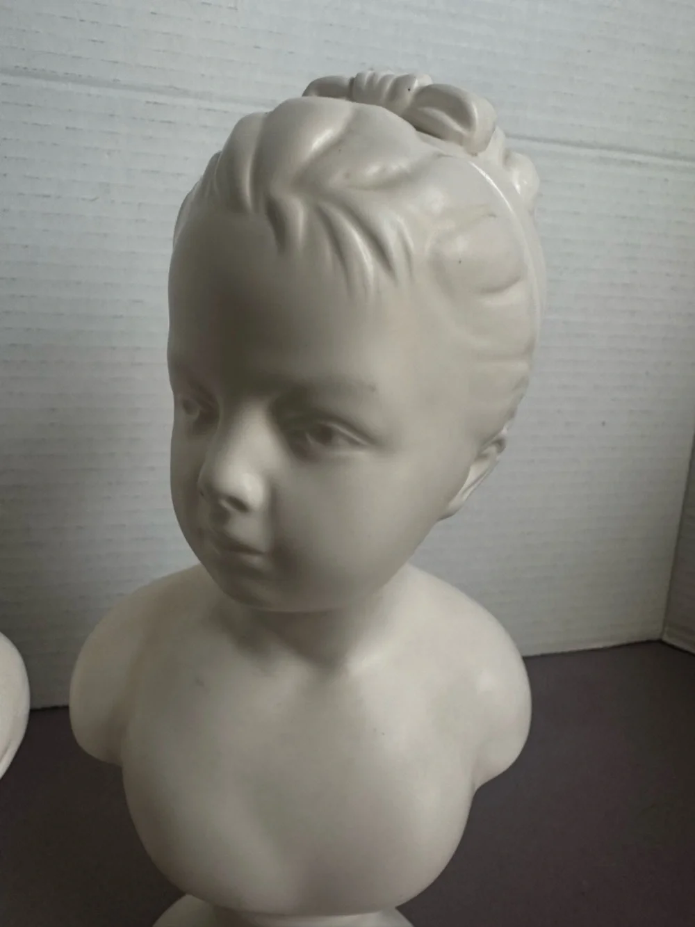 Vintage Ceramic Bust Sculpture Pair - Boy and Girl - Picture 5 of 11